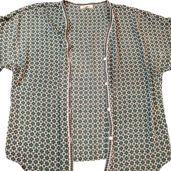 Max Studio Womens Ruffle Sleeve Printed Tie Front Blouse Size Small - Picture 13 of 14